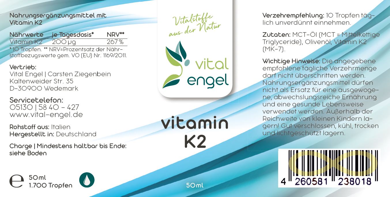 Vitamin K2 Tropfen (50ml) - Vital Engel